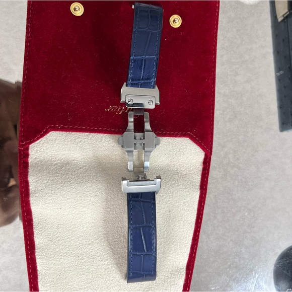 Custom Navy Blue Lizard strap for Cartier De Santos Medium/ Quick Release. - Picture 2 of 3
